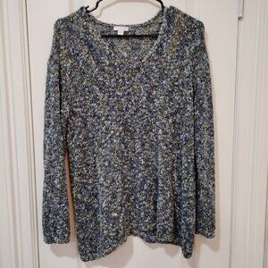 J. Jill Women's Blue Blend Chenille Pullover Knit Sweater Size Medium